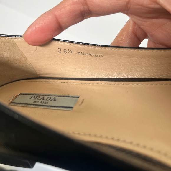 Prada Saffiano Leather Bow Logo Black Pointed Toe Flats - Picture 5 of 14